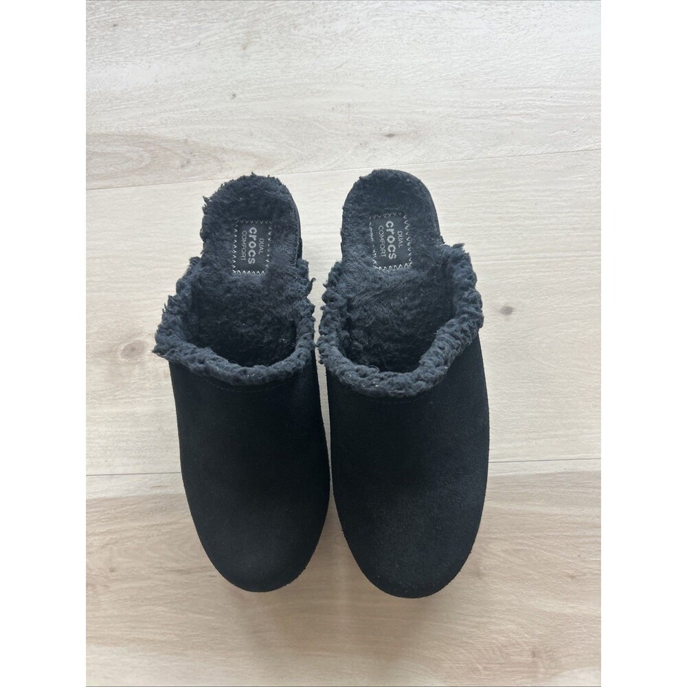 Women’s Crocs Clog Mules Sarah Suede Faux Fur Lined Shoes Sz 8 Women's